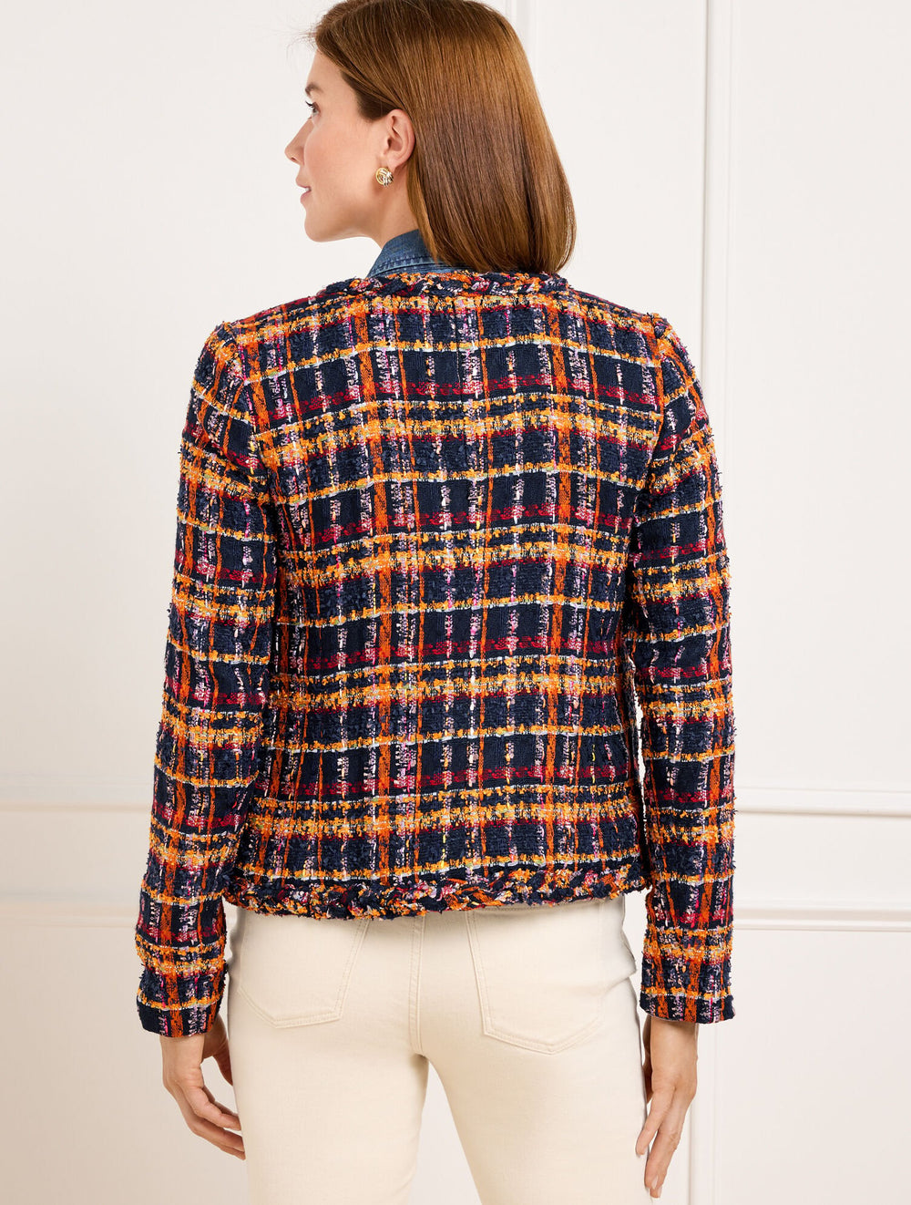 NAVY MULTI TWEED JACKET - SUNFLOWER PLAID | Talbots near me