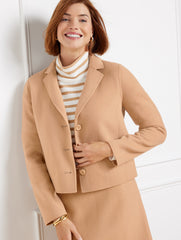 TOASTED COCONUT DOUBLE FACE WOOL BLEND CROP JACKET | Talbots outlet