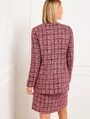 WINE/RICH RED MULTI PINEWOOD TWEED COAT | Talbots for sale
