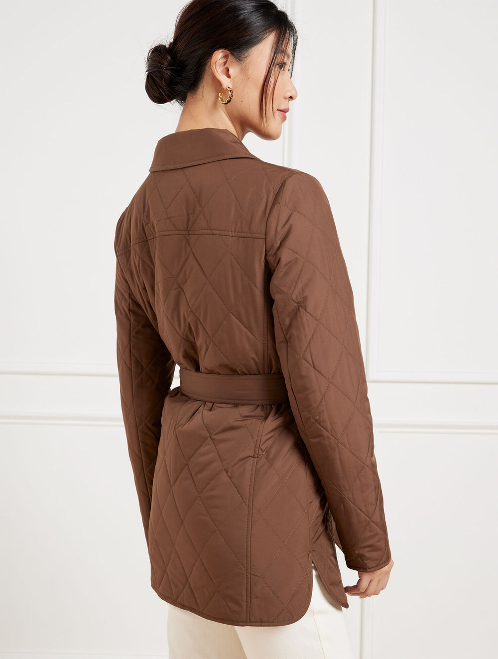 BLACK BELTED QUILTED SHIRT JACKET | Talbots US