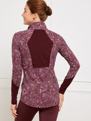 BURGUNDY BERRY PERFORMANCE INTERLOCK HALF-ZIP PULLOVER - STENCILED FANS | Talbots US