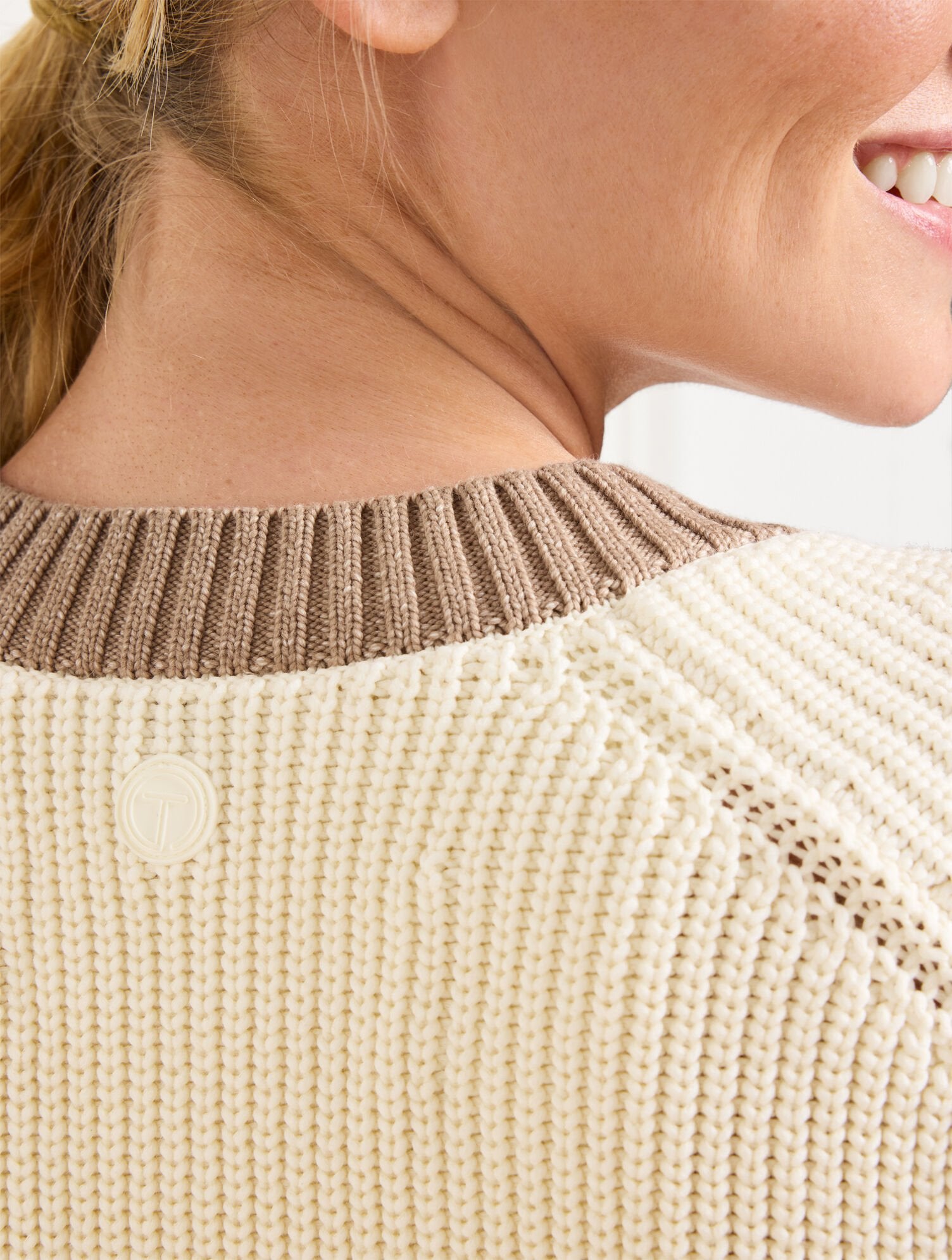 INDIGO BLUE|IVORY COLORBLOCK CARDIGAN | Talbots discount
