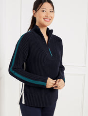 INDIGO BLUE TIPPED HALF-ZIP SWEATER | Talbots online