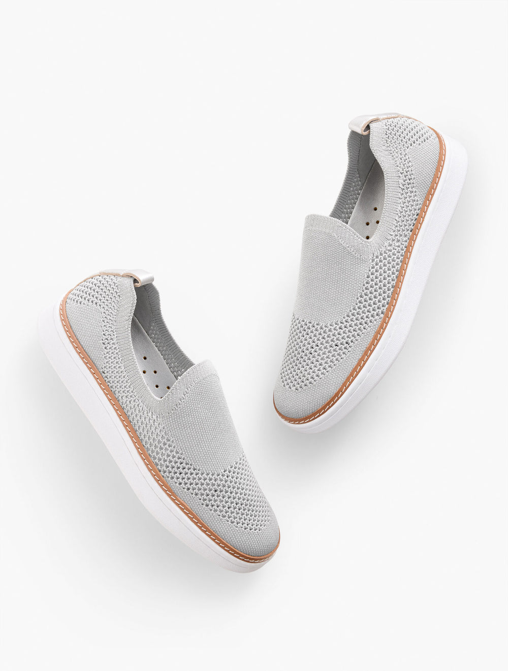 SILVER BRITTANY METALLIC SLIP ON KNIT SNEAKERS | Talbots for sale