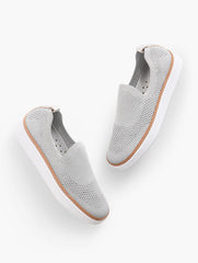SILVER BRITTANY METALLIC SLIP ON KNIT SNEAKERS | Talbots for sale