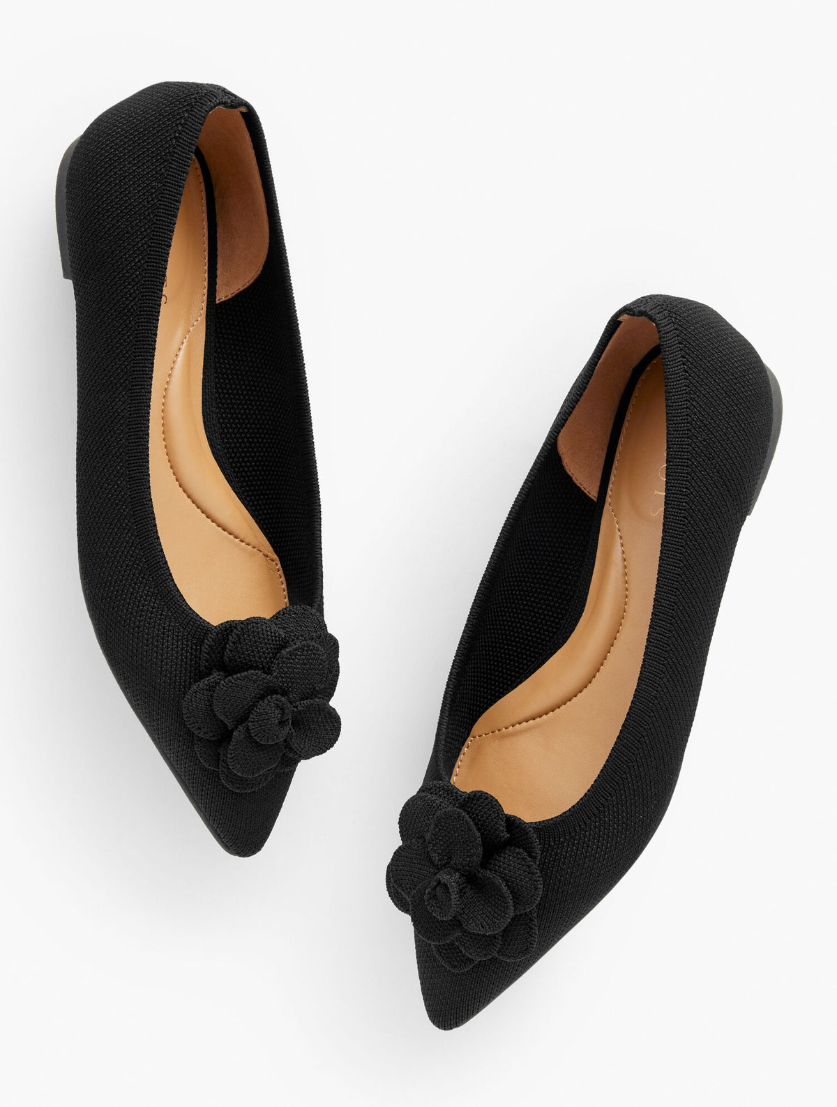 BLACK EDWIN KNIT FLOWER POINTED TOE FLATS | Talbots outlet