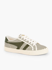 BURNT OLIVE/WHITE GOLA® MARK COX TENNIS SNEAKERS - OPULENT STRIPE | Talbots discount