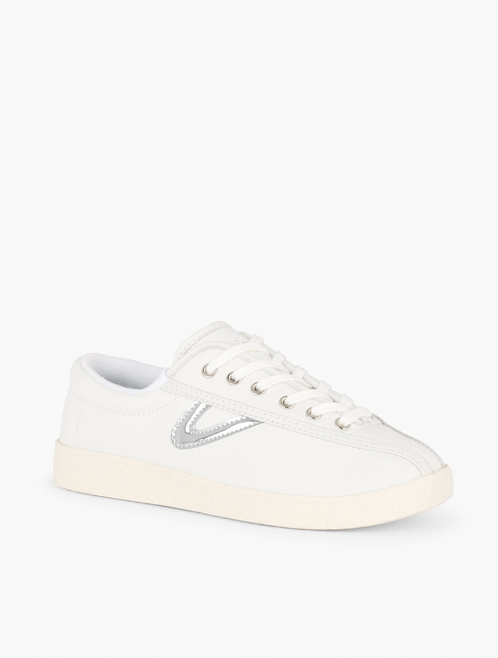 WHITE/SILVER TRETORN® NYLITE PLUS LEATHER SNEAKERS | Talbots sale