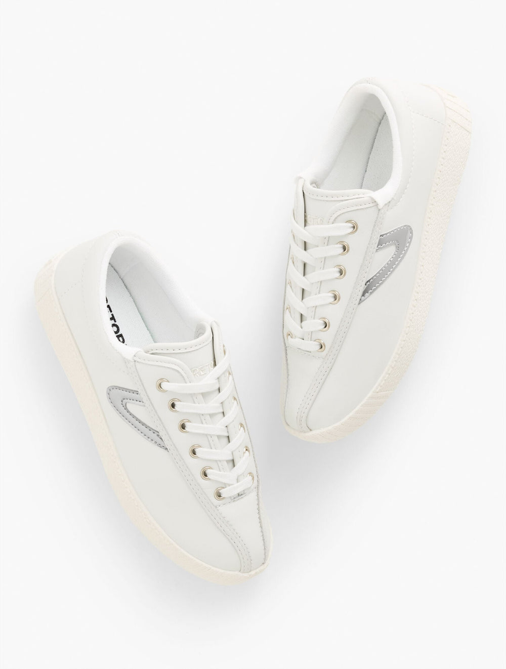 WHITE/SILVER TRETORN® NYLITE PLUS LEATHER SNEAKERS | Talbots sale