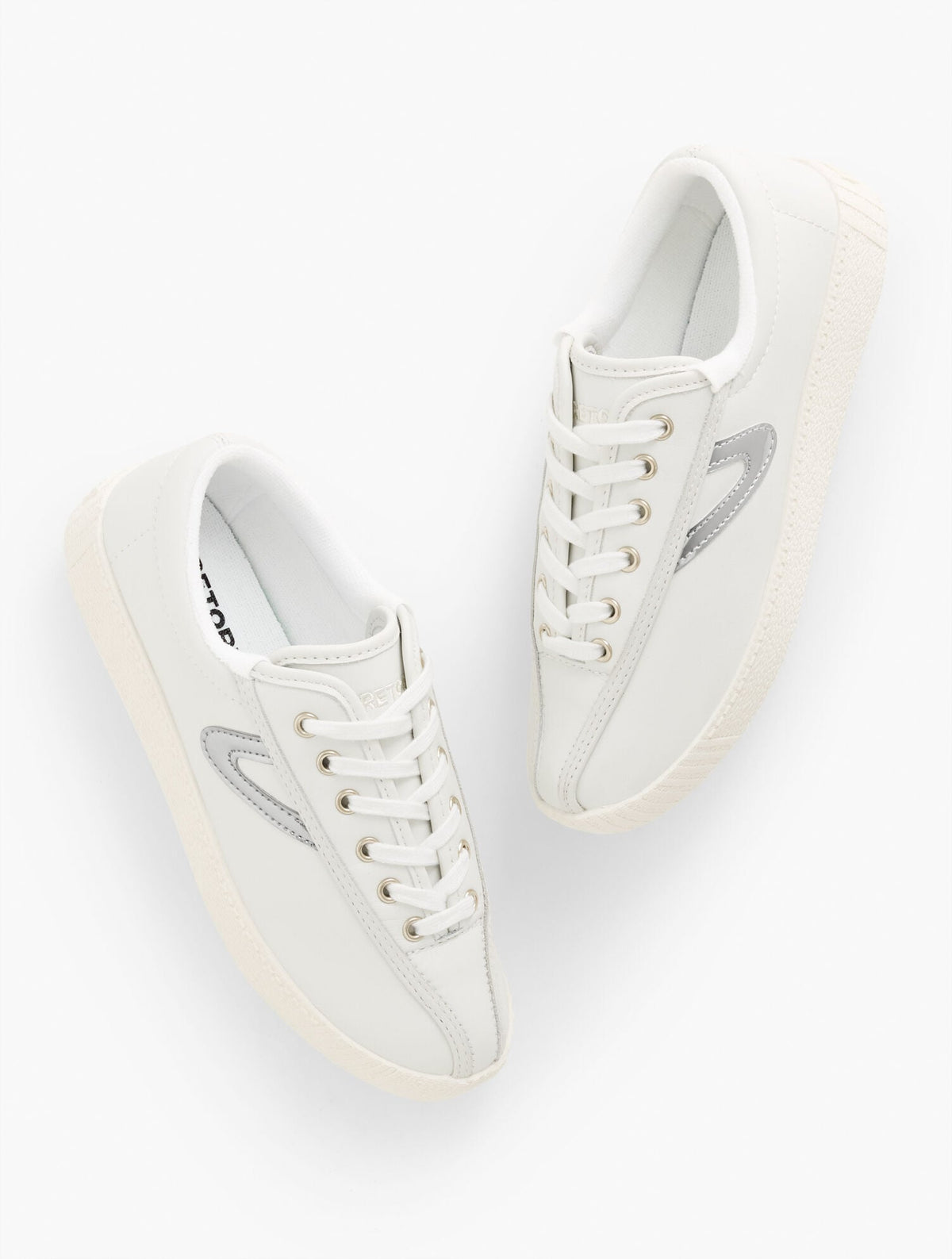 WHITE/SILVER TRETORN® NYLITE PLUS LEATHER SNEAKERS | Talbots sale