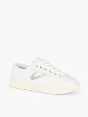 WHITE/SILVER TRETORN® NYLITE PLUS LEATHER SNEAKERS | Talbots sale