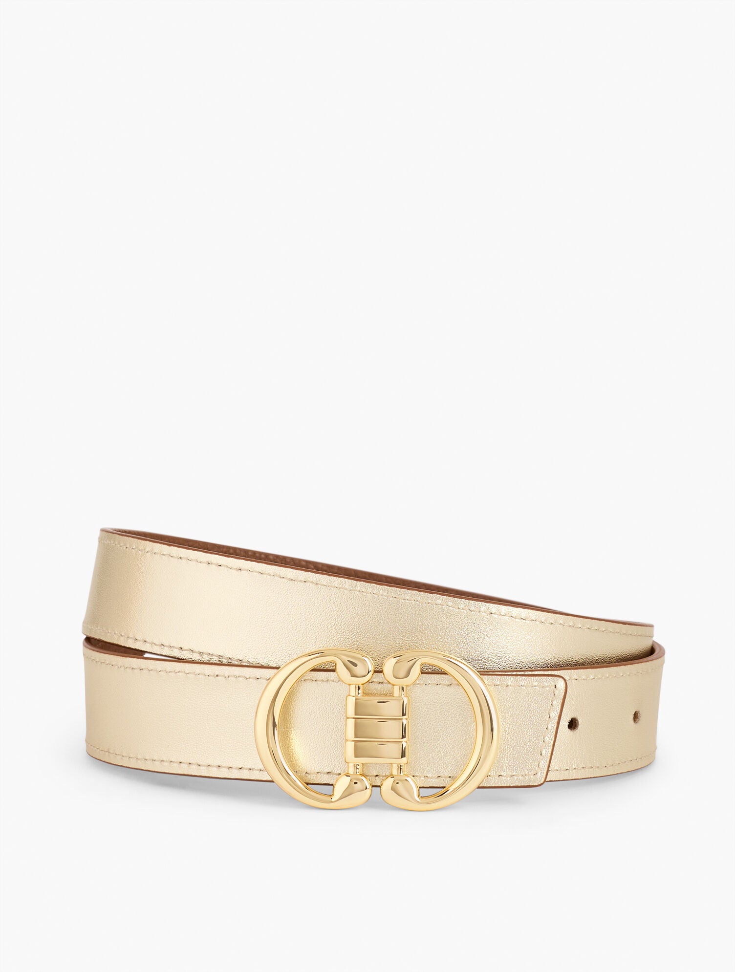 COGNAC/GOLD REVERSIBLE METALLIC BELT | Talbots discount