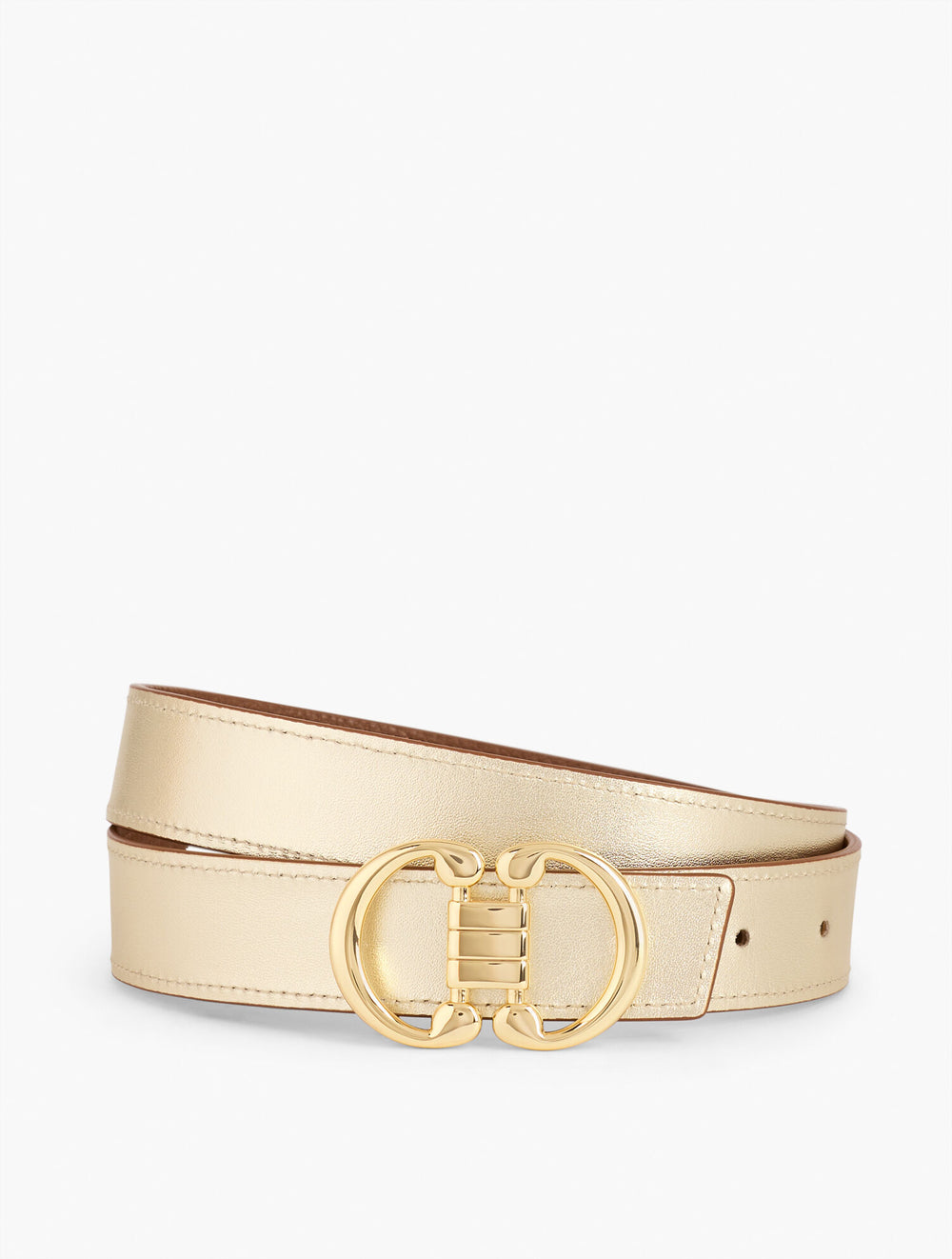 COGNAC/GOLD REVERSIBLE METALLIC BELT | Talbots discount