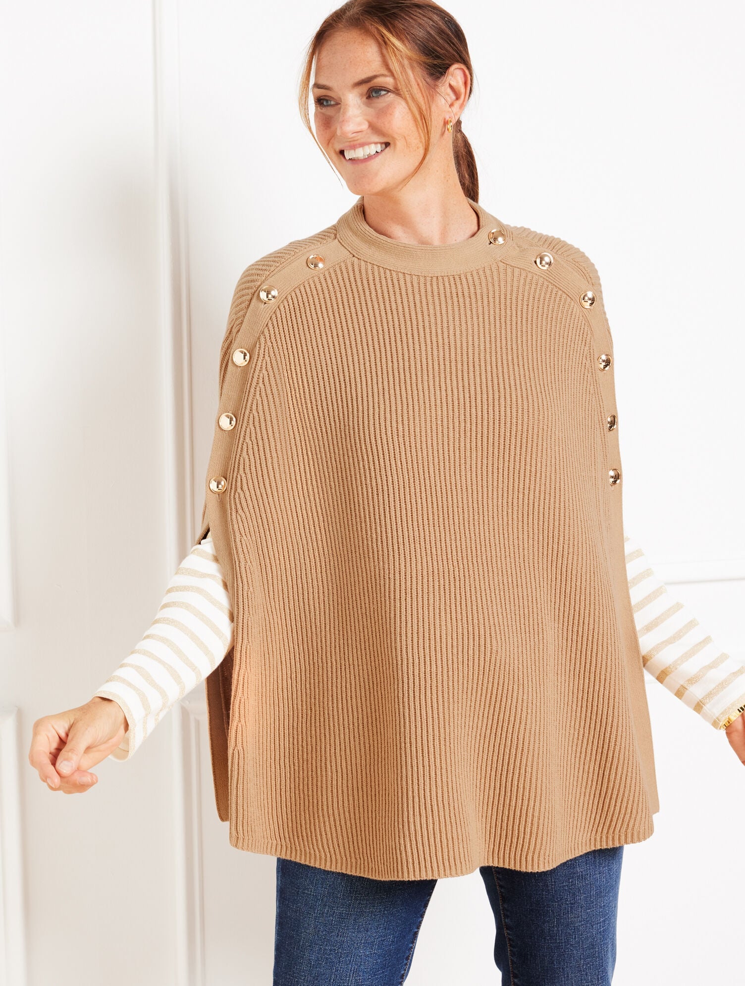 TOASTED COCONUT BUTTON PONCHO | Talbots for sale