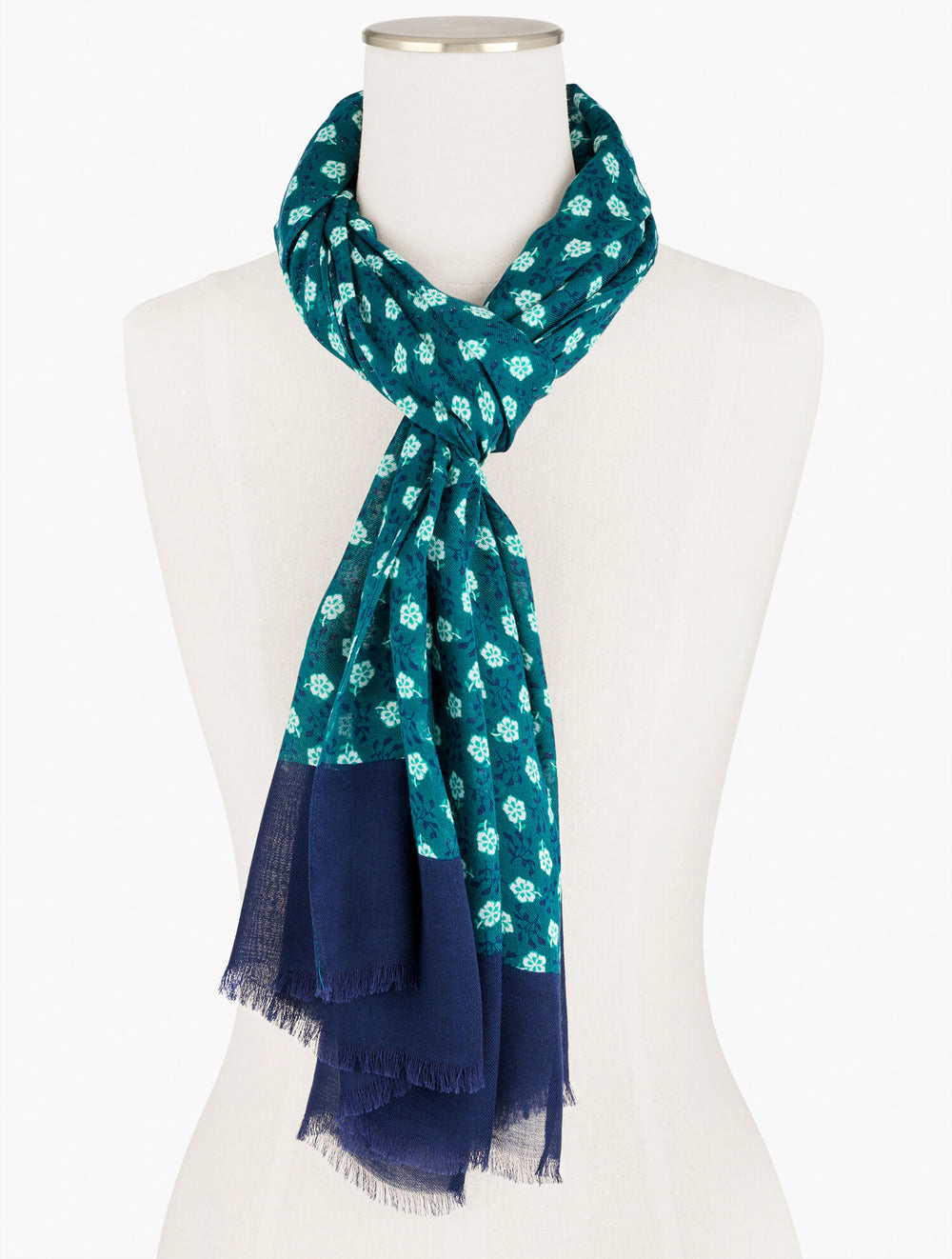 INDIGO BLUE MULTI DAZZLING DITSY OBLONG SCARF | Talbots outlet