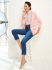 WARM BLUSH/IVORY SHADOW DOT TIE NECK SHELL | Talbots outlet