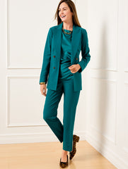 DARK TEAL CITY TWILL OPEN FRONT BLAZER | Talbots US