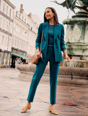 DARK TEAL CITY TWILL OPEN FRONT BLAZER | Talbots discount