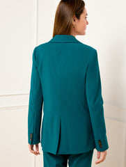 DARK TEAL CITY TWILL OPEN FRONT BLAZER | Talbots discount