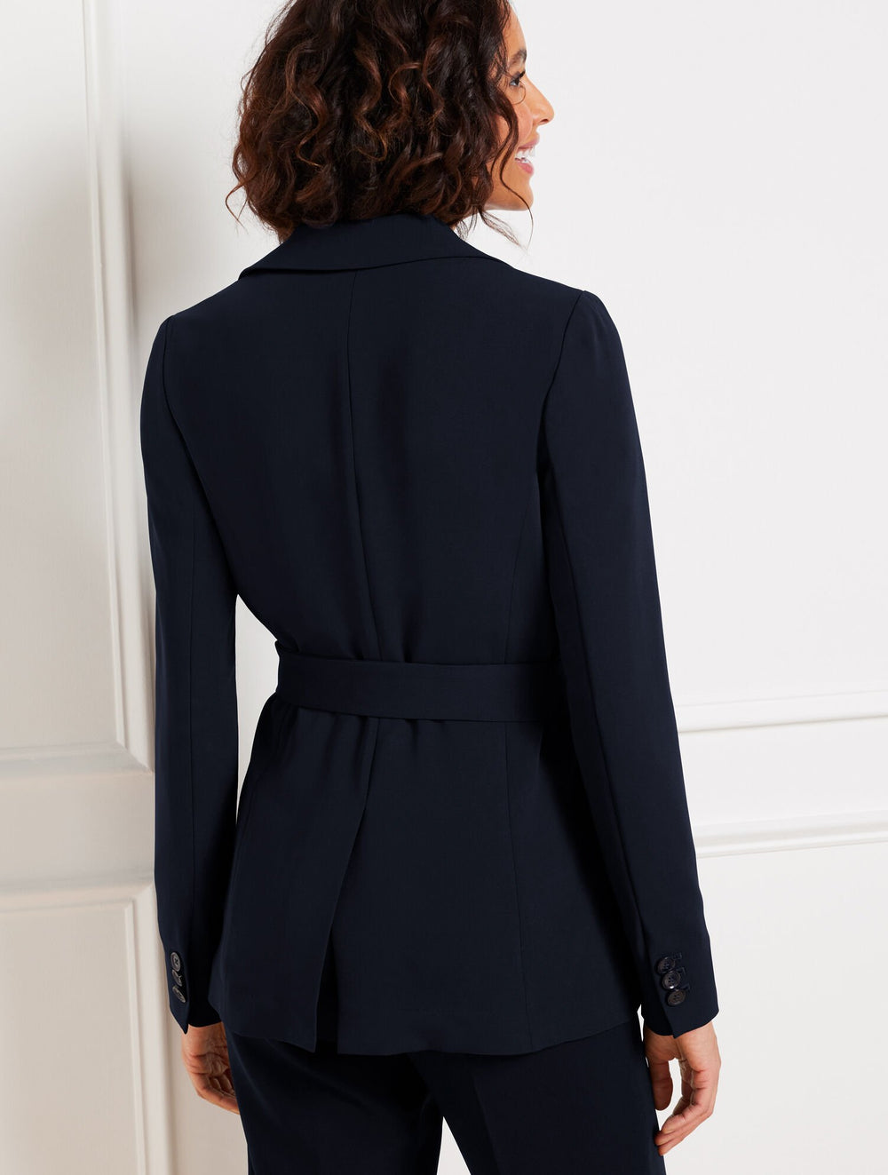 BLACK|INDIGO BLUE EASY TRAVEL TIE WAIST BLAZER | Talbots for sale