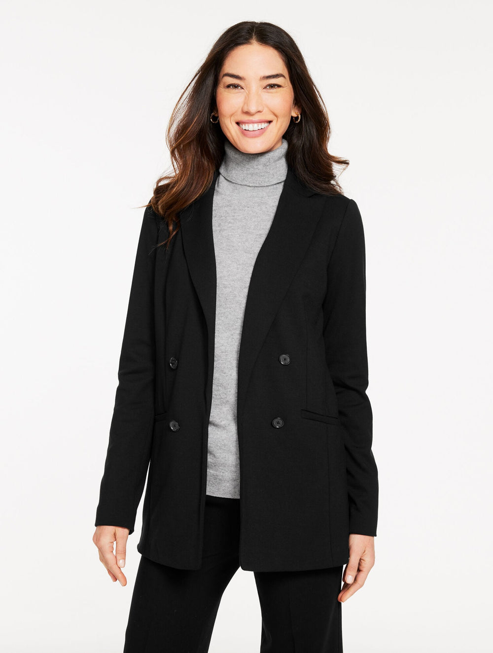 BLACK LUXE PONTE NO CLOSE BLAZER | Talbots discount