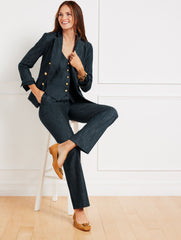 INDIGO REFINED DENIM DOUBLE BREASTED BLAZER | Talbots online