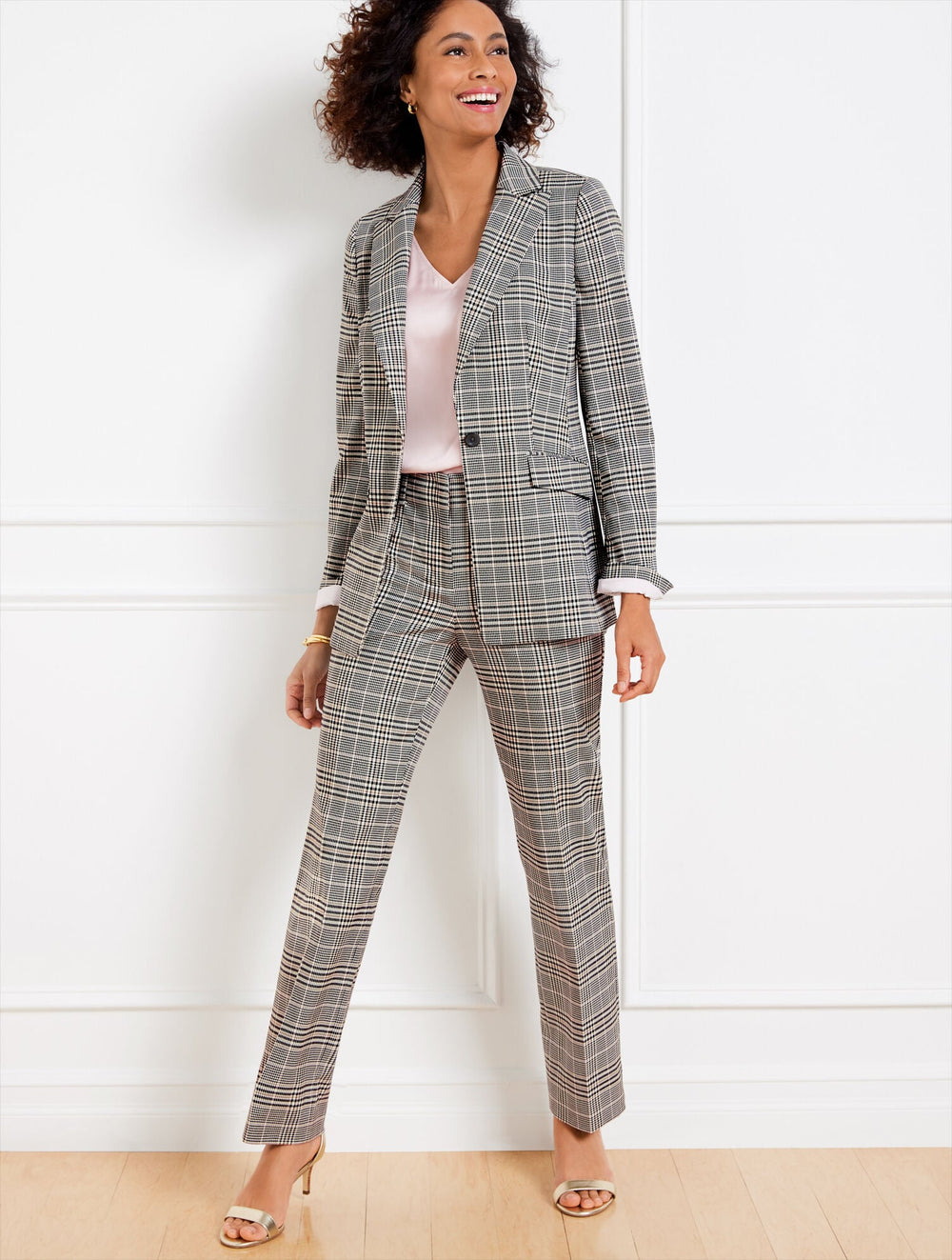 IVORY MULTI LAKE GLEN PLAID STRAIGHT LEG PANTS | Talbots discount
