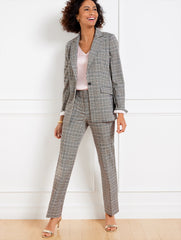 IVORY MULTI LAKE GLEN PLAID STRAIGHT LEG PANTS | Talbots on sale