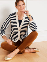 IVORY/INDIGO TALBOTS KATE CARDIGAN - STRIPE | Talbots outlet
