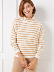 IVORY/TOASTED COCONUT CROP TURTLENECK - METALLIC STRIPE | Talbots near me