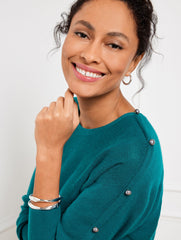 BLACK WOOL BLEND BUTTON DOLMAN SWEATER | Talbots online
