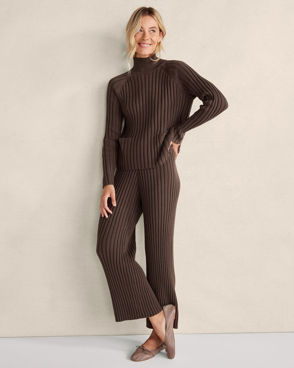IVORY ORGANIC COTTON RIB KNIT PANTS | Talbots near me