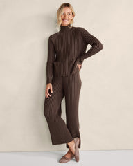 IVORY ORGANIC COTTON RIB KNIT PANTS | Talbots US