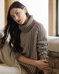 IVORY/BRANCH|IVORY/SOFT PERIWINKLE TEXTURE STITCH TURTLENECK | Talbots US
