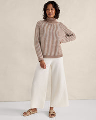 IVORY/BRANCH|IVORY/SOFT PERIWINKLE TEXTURE STITCH TURTLENECK | Talbots discount