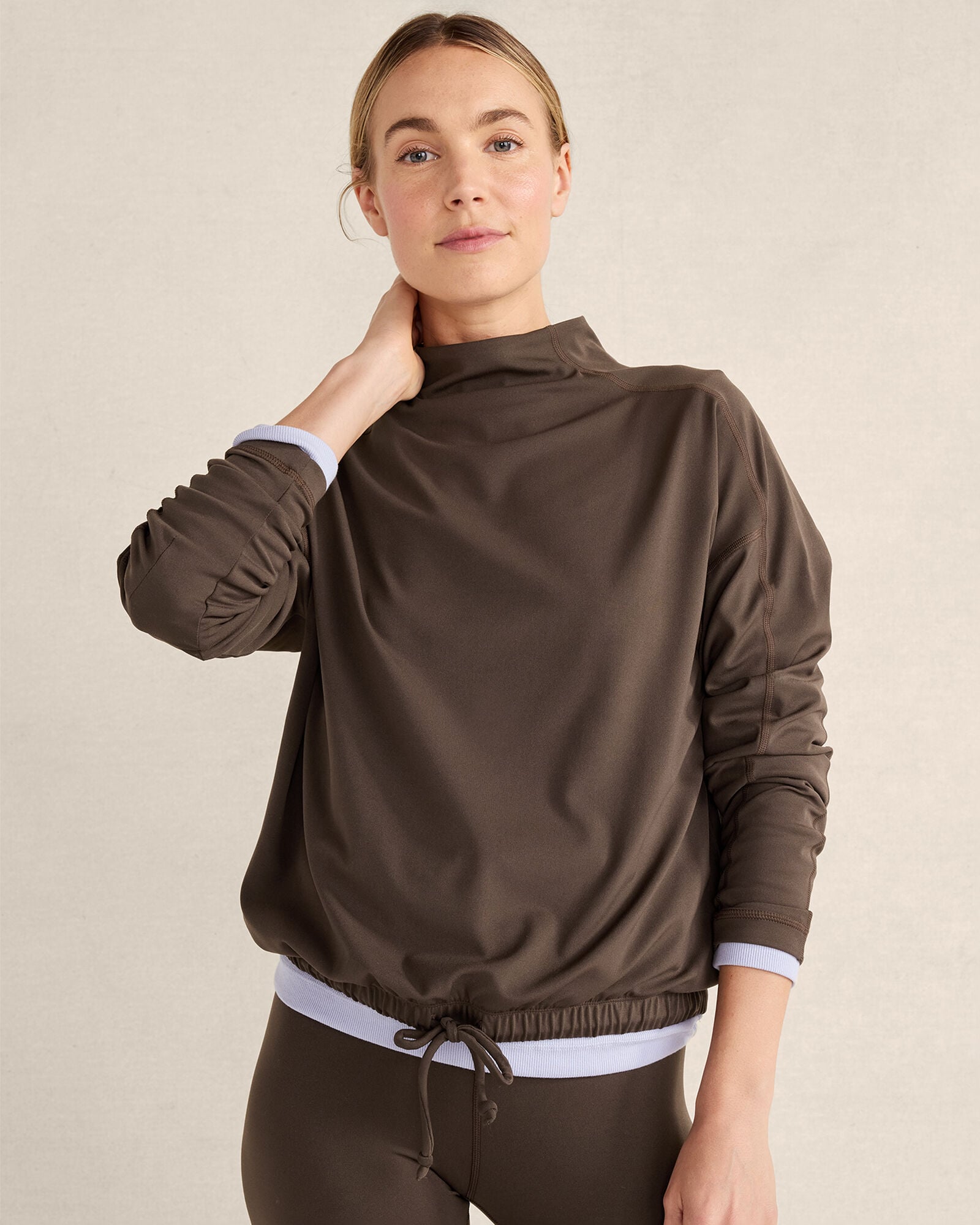BLACK|CHOCOLATE|TIGER'S EYE BALANCE FUNNEL-NECK PULLOVER | Talbots discount