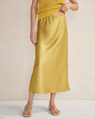 BLACKCURRANT|BAMBOO SHOOT|VETIVER FLOWY DRAWSTRING MIDI SKIRT | Talbots US