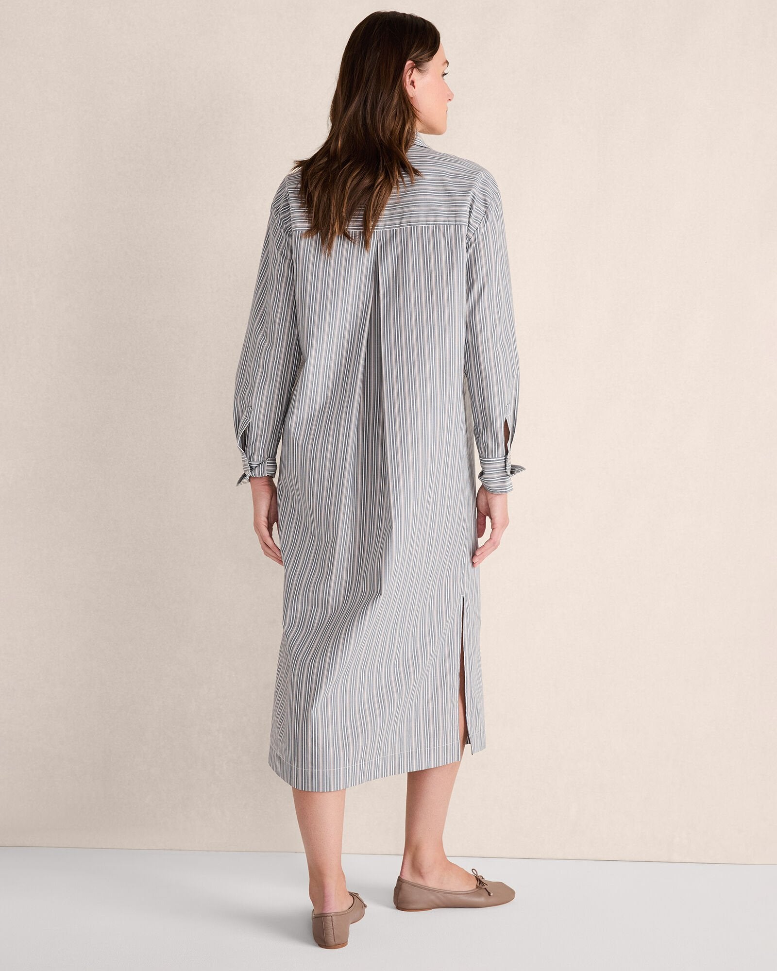 MIDNIGHT MULTI ORGANIC COTTON POPLIN BUTTONDOWN MIDI DRESS | Talbots sale
