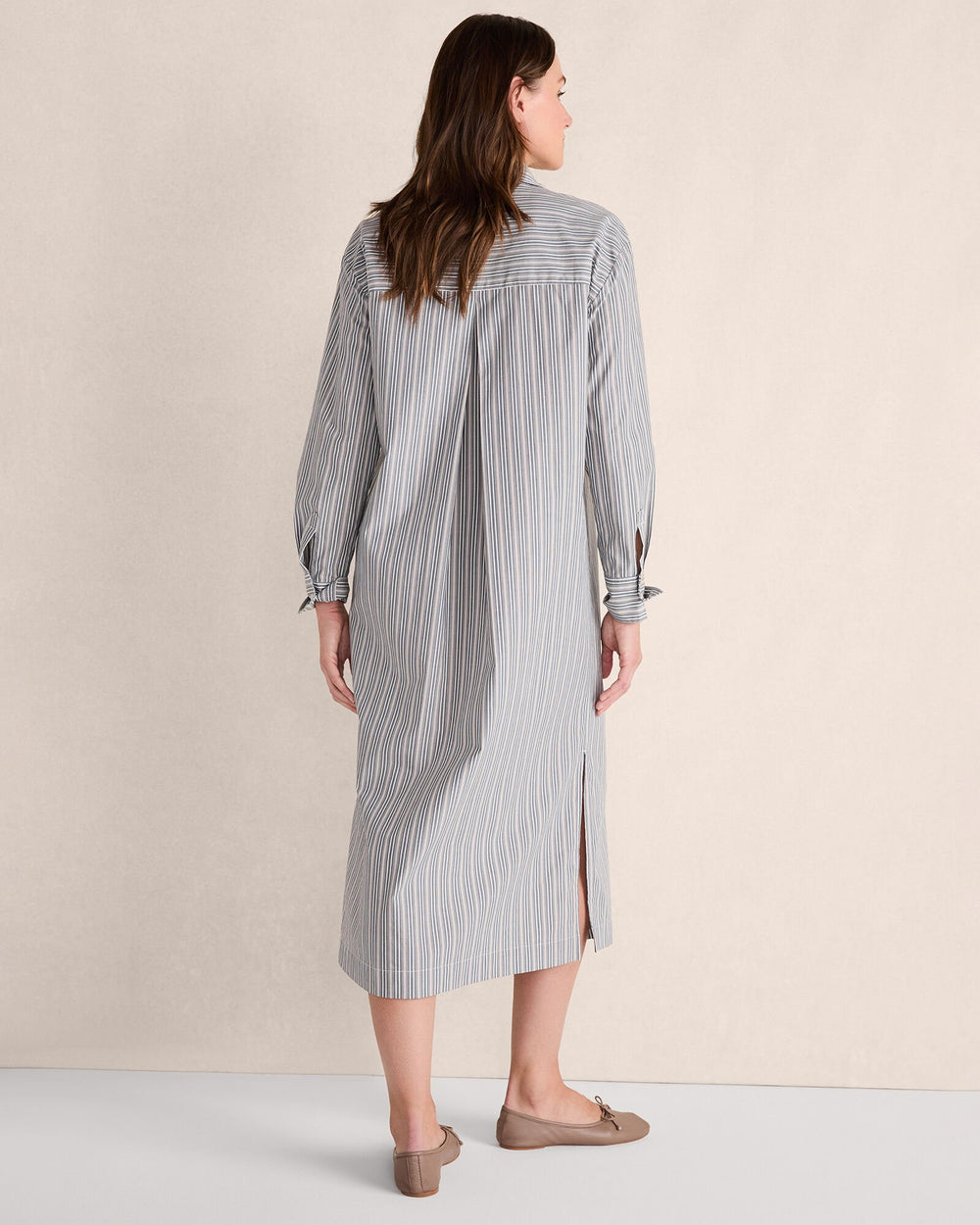 MIDNIGHT MULTI ORGANIC COTTON POPLIN BUTTONDOWN MIDI DRESS | Talbots sale