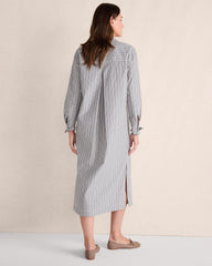 MIDNIGHT MULTI ORGANIC COTTON POPLIN BUTTONDOWN MIDI DRESS | Talbots sale