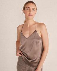 SEA|TRUE NAVY|BRANCH|PORCINI WASHABLE SILK CAMISOLE | Talbots outlet