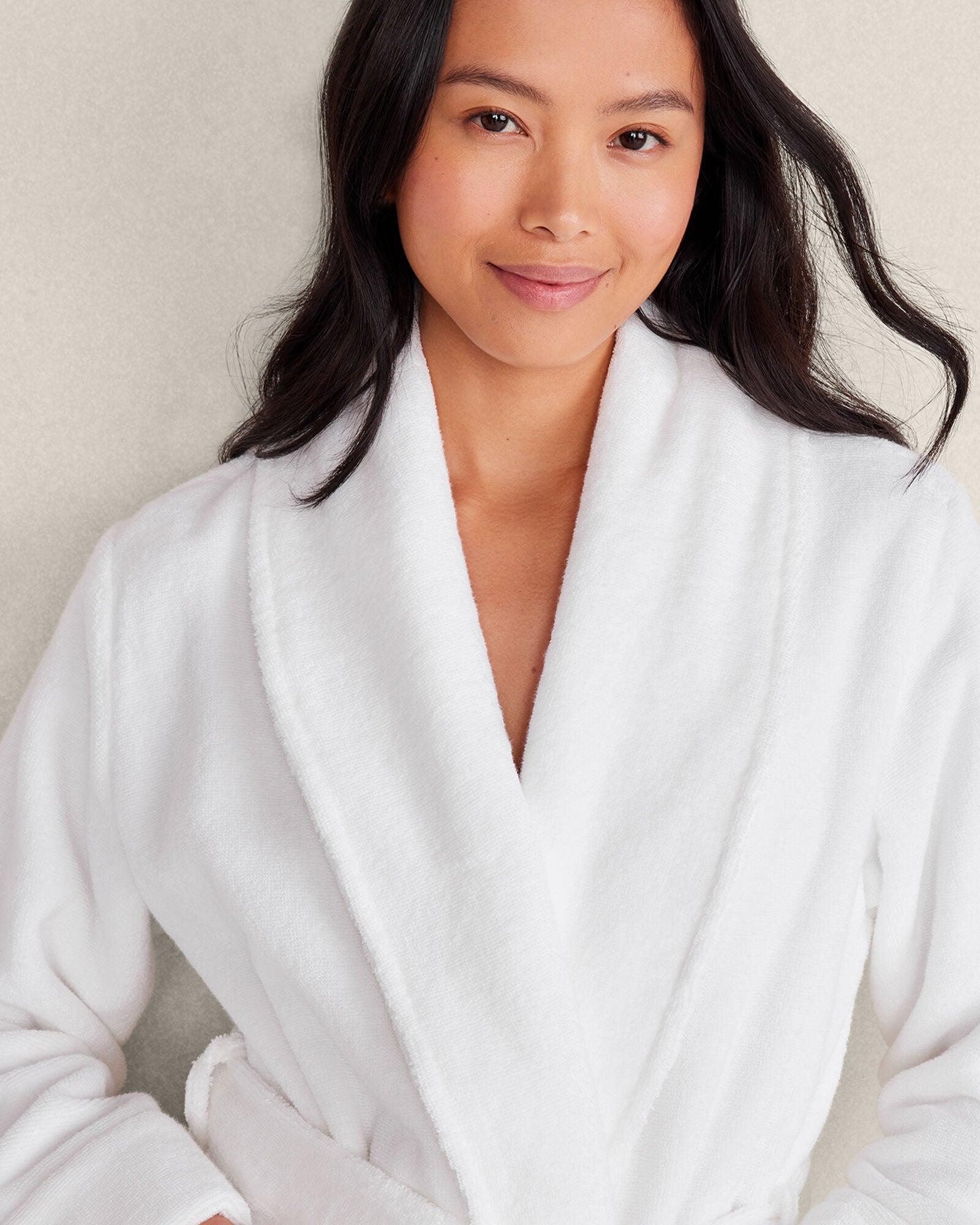 SERENITY BLUE|WHITE ORGANIC COTTON TERRY BATHROBE | Talbots US