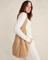 ANISE|IVORY CURLY SHERPA BUCKET TOTE | Talbots online