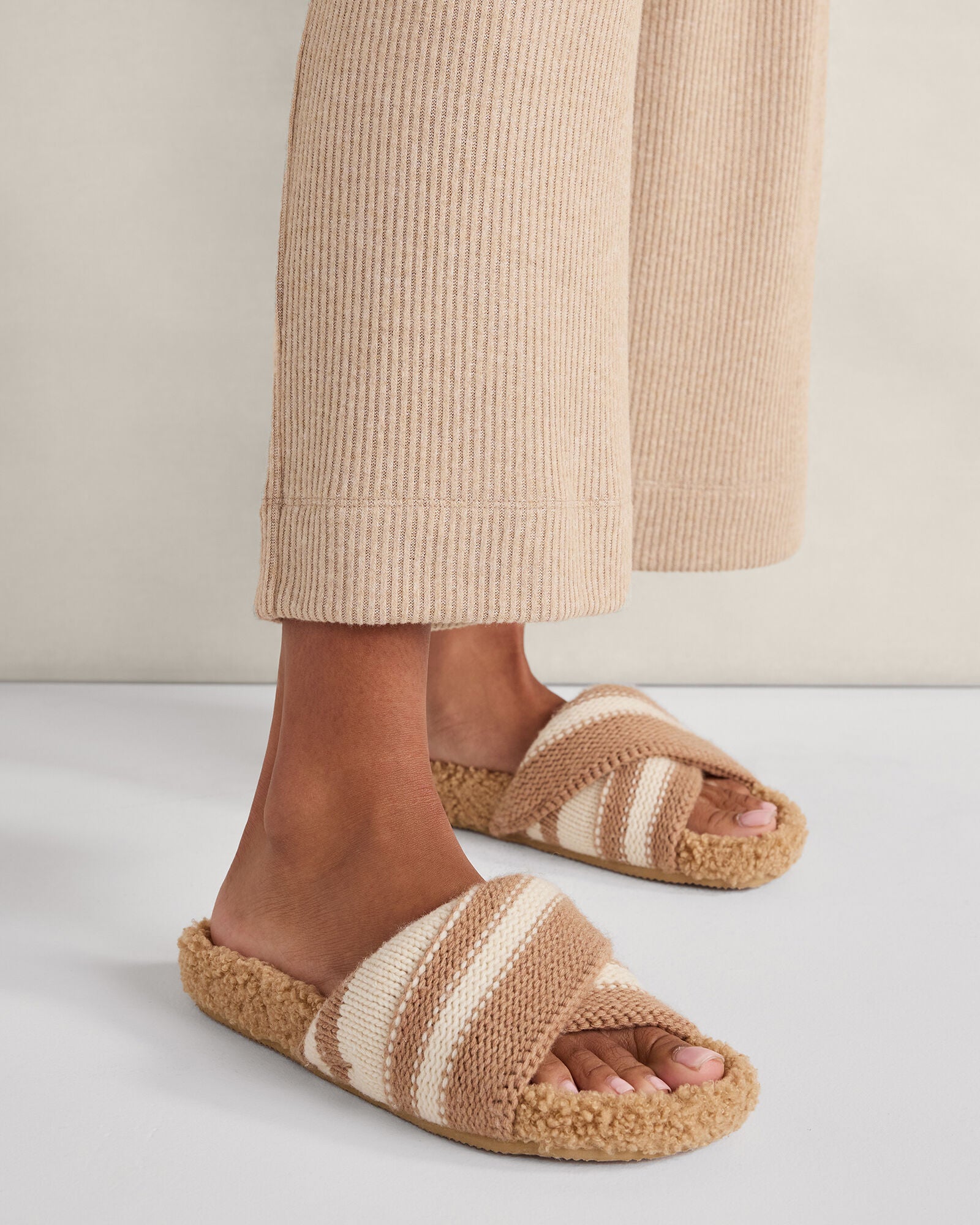 IVORY/ANISE|IVORY/BLACK TWISTED SWEATERKNIT SLIDES | Talbots outlet