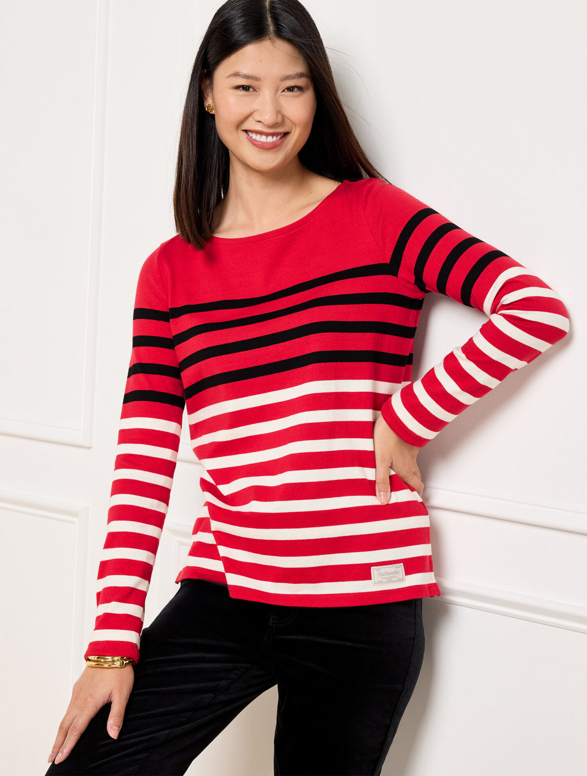 RED POP MULTI AUTHENTIC TALBOTS TEE - WONDERLAND STRIPE | Talbots sale