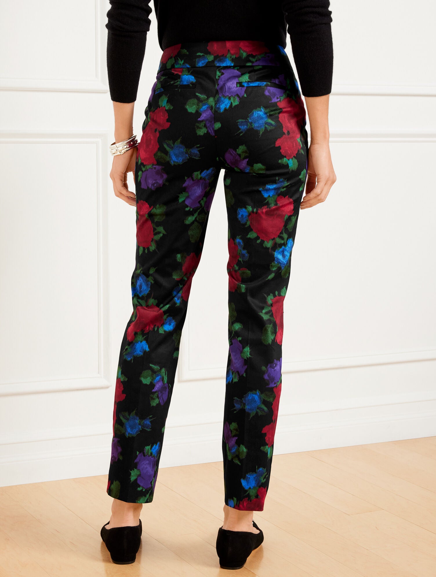 BLACK MULTI TALBOTS CHATHAM SLIM ANKLE PANTS - BLURRED FLORAL | Talbots for sale