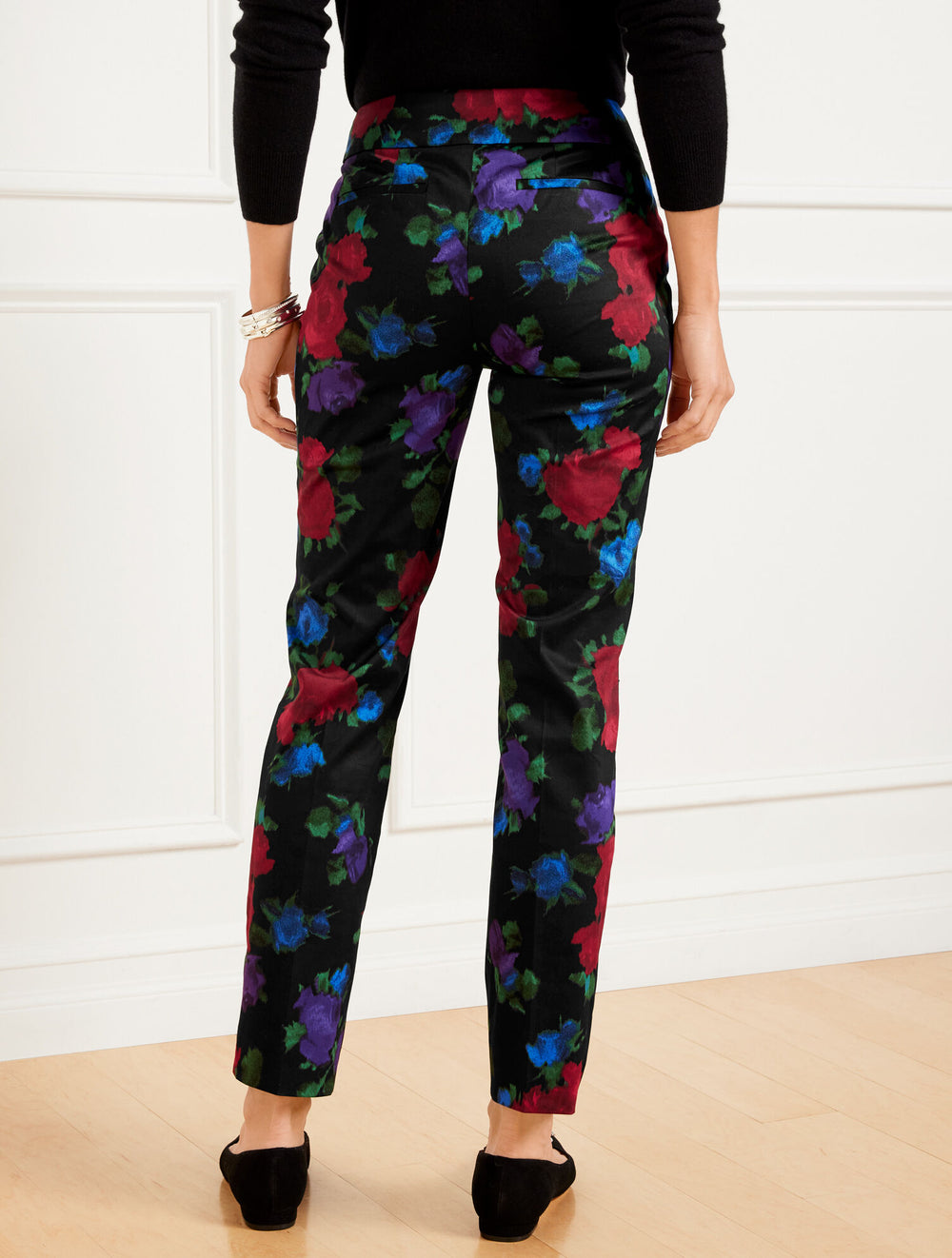 BLACK MULTI TALBOTS CHATHAM SLIM ANKLE PANTS - BLURRED FLORAL | Talbots for sale