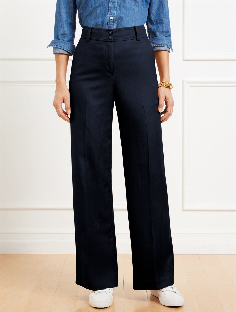 CAFE|INDIGO BLUE WIDE LEG PANTS | Talbots US
