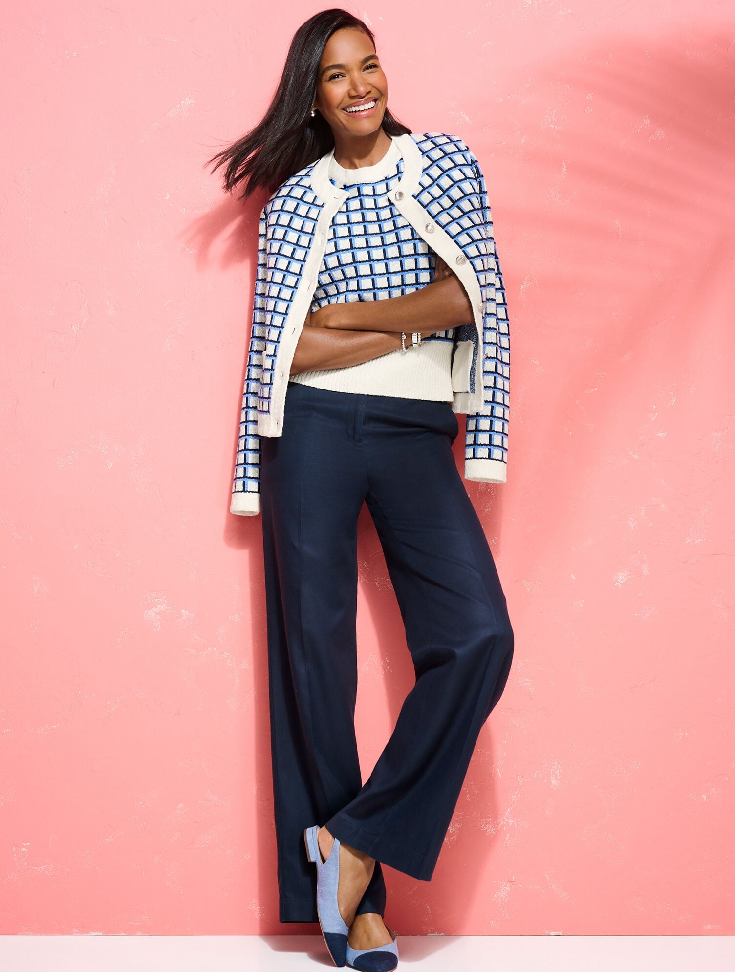 CAFE|INDIGO BLUE WIDE LEG PANTS | Talbots US