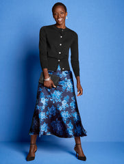 INDIGO MULTI SATIN MAXI SLIP SKIRT - FLOURISH FLORAL | Talbots near me